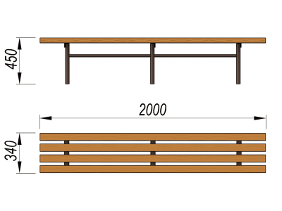 Двухметровая лавочка без спинки 2 м МАФ 1602 в Мариуполе