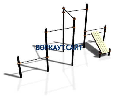 Воркаут комплекс разноуровневых турников со скамьей для пресса ВС-37 в Мариуполе