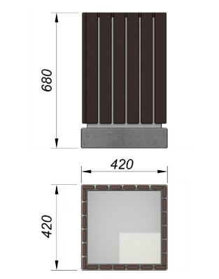 Урна деревянная квадратная с бетонным основанием МАФ 1633 в Мариуполе