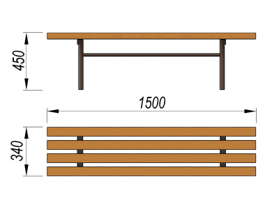 Лавочка без спинки МАФ 1601 в Мариуполе